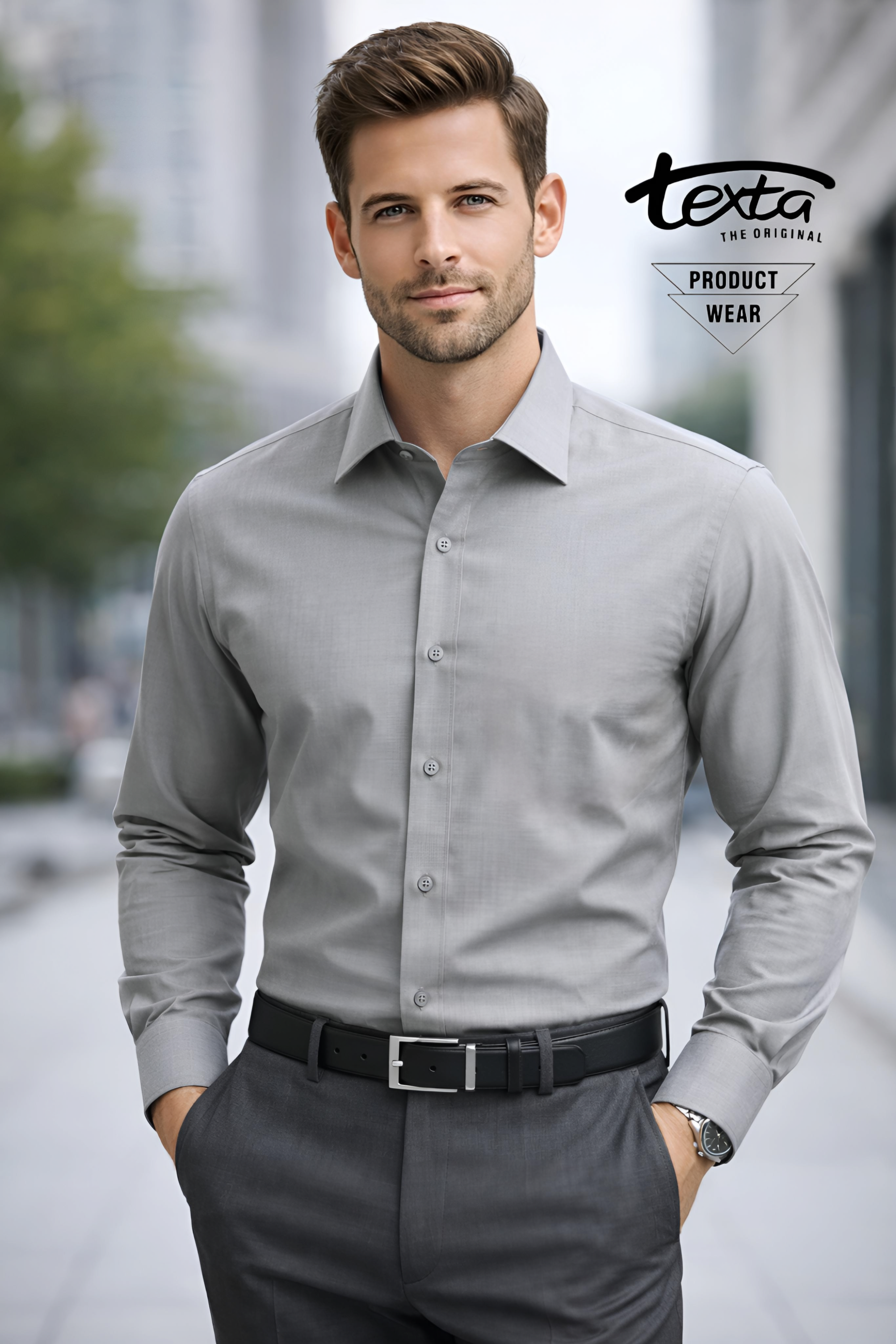 Classic formal shirt-gray 