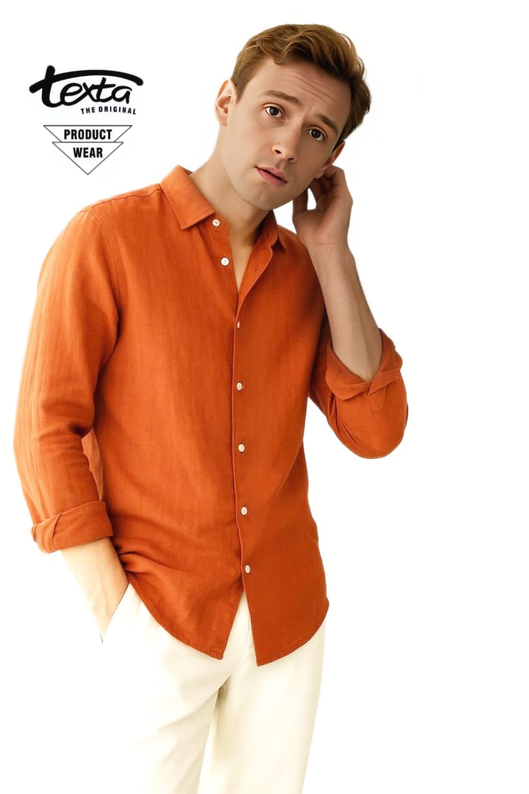 Man's classic formal shirt- luxury orange 