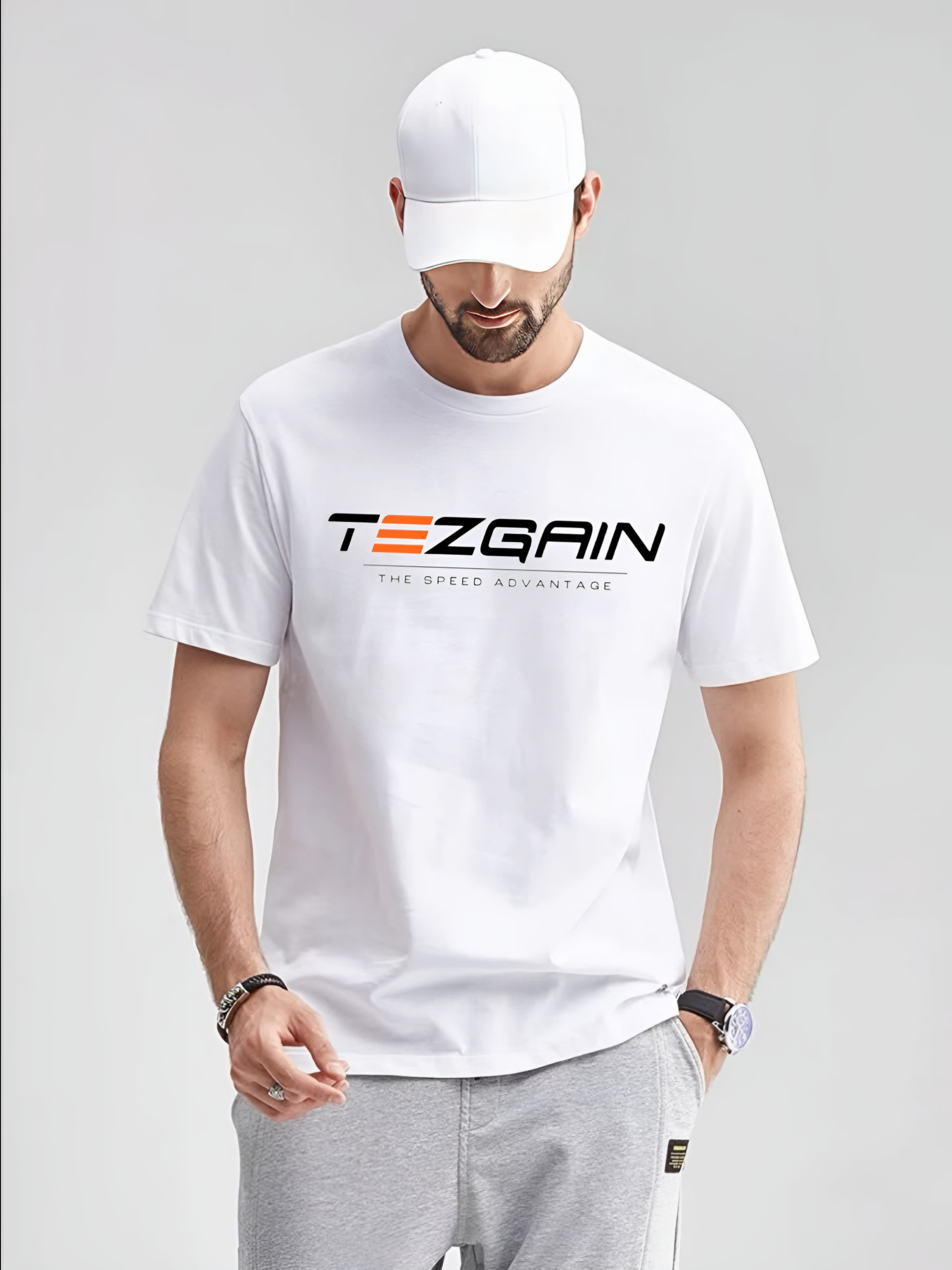 Tezgain slim fit round nack tshirt -white